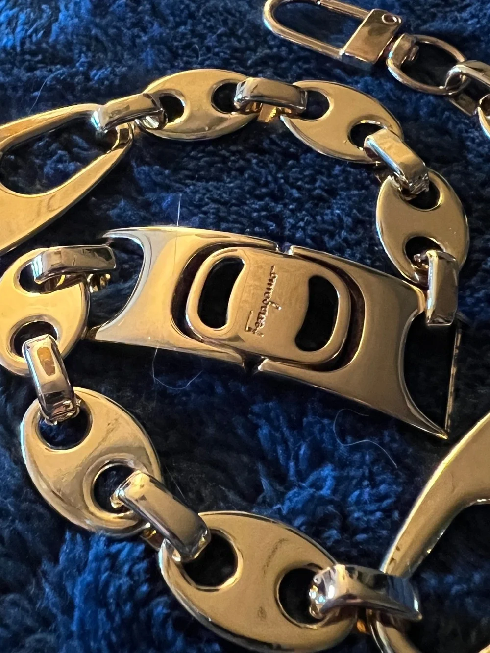 Custom Vintage Ferragamo Vara Hardware Statement Choker in Gold 15.5”